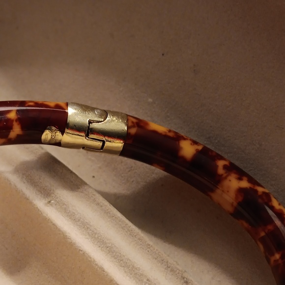 🔥 VINTAGE FLLi Mennegatti 18K GOLD & TORTOISE SHELL LACQUERED BANGLE HINGED - Picture 8 of 13